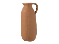 J-Line Jarrón alto con asa de cerámica naranja 15x13x36 cm Marru00f3n Discount