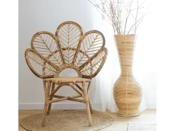 Made In Meubles Jarrón alto de rayas en ratán natural para tallos XXL - Ambiente bohemio garantizado Beige Online