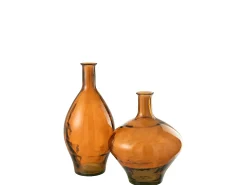 J-Line Jarrón-Jarrón alto de vidrio marrón 26x26x60 cm Marru00f3n