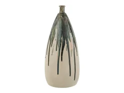 J-Line Jarrón-Jarrón alto pintado en cerámica 22x22x51 cm Blanco