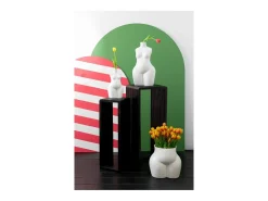 J-Line Jarrón busto mujer en cerámica blanca 25.5x19.5x47 cm Blanco New