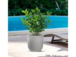 Jarrón-Jarrón cilíndrico de resina Raffaello 35x34cm para plantas de interior y exterior Beige
