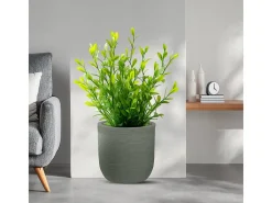 Clearance Jarrón cilíndrico de resina Raffaello de 35x34 cm para plantas de interior y exterior Verde