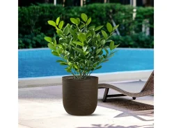 Jarrón cilíndrico de resina Raffaello Marrone de 35 x 34 cm para plantas de interior y exterior Marru00f3n chocolate New
