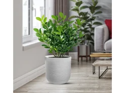 Online Jarrón cilíndrico de resina Raffaello Bianco de 35x34 cm para plantas de interior y exterior Blanco