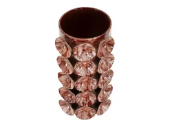 Outlet Jarrón con forma de concha de metal marrón, 12,5 x 12,5 x 24 cm Marru00f3n