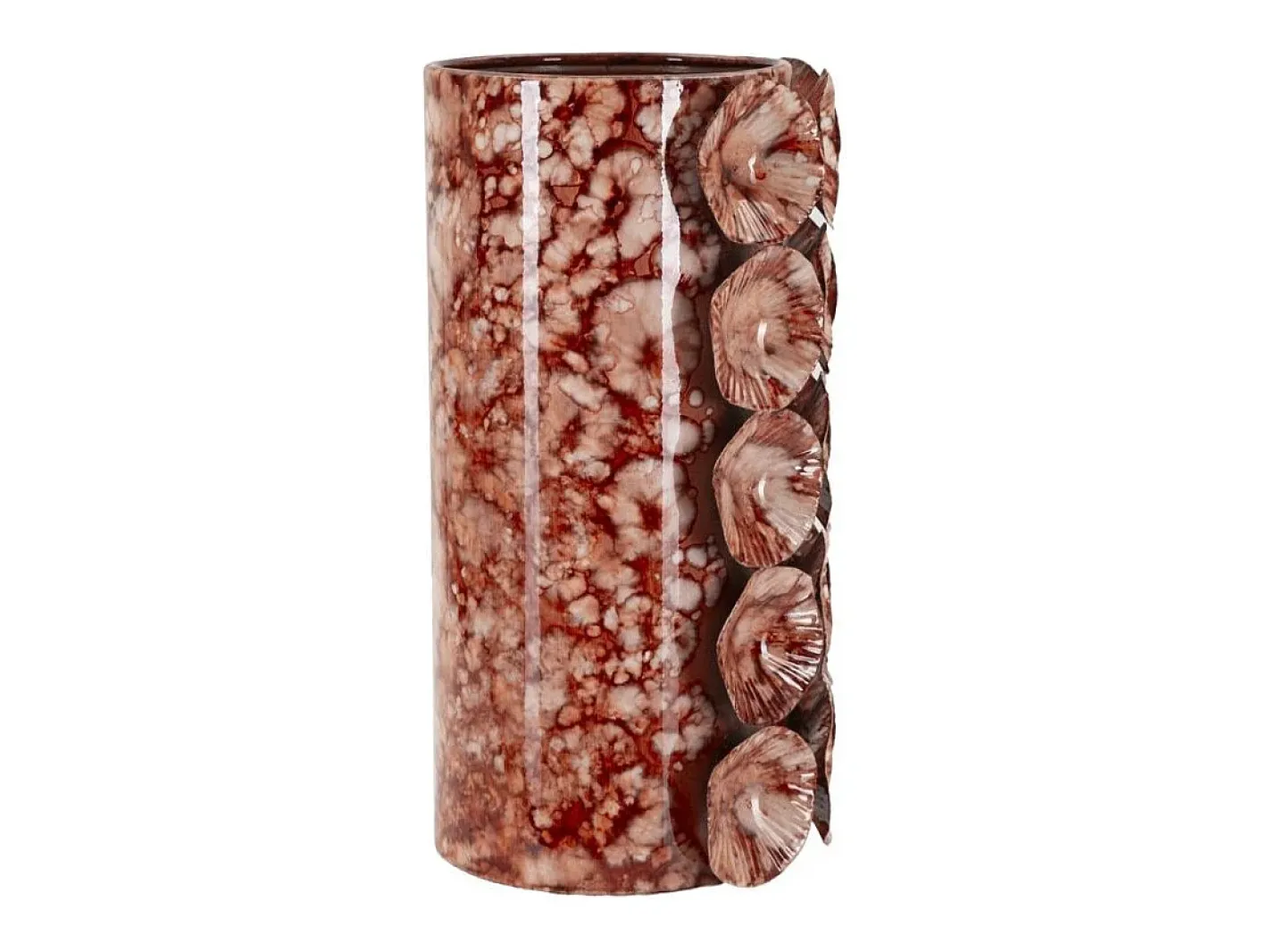 Outlet Jarrón con forma de concha de metal marrón, 12,5 x 12,5 x 24 cm Marru00f3n