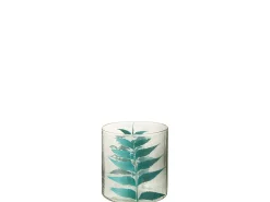 Clearance J-Line Jarrón con hoja de vidrio 15x15x16 cm Multicolor