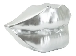 Hot Jarrón con labios de resina plateada 23x8x12 cm Plateado
