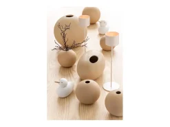 J-Line Jarrón-Jarrón de cerámica en forma de bola de 18 cm de diámetro Beige