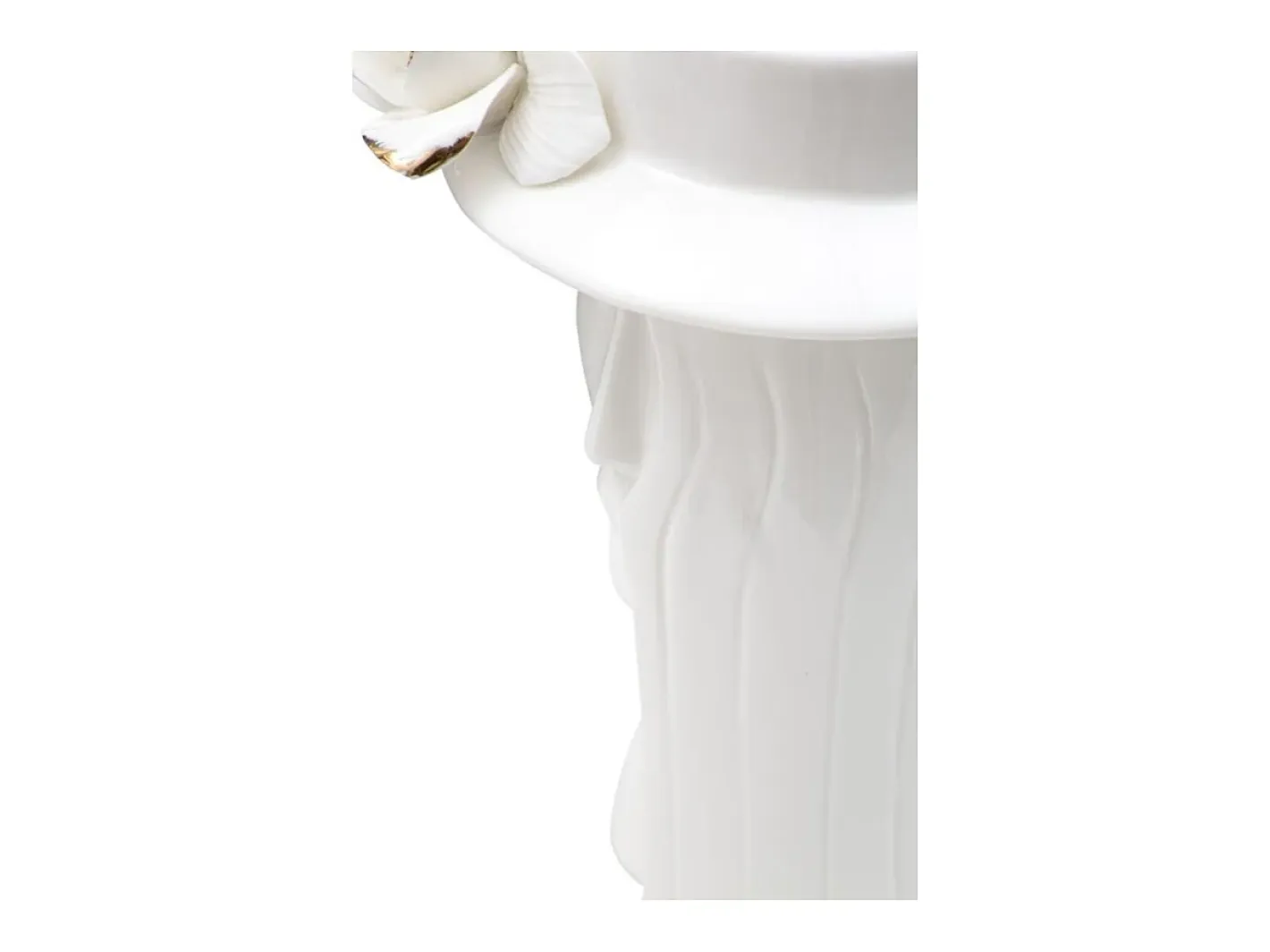 Jarrón-Jarrón de cerámica blanca con cara de mujer 15x13,3x23,5 cm Blanco