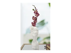 Jarrón de cerámica blanca con cara de mujer 10,5x10x24,7 cm Blanco Hot