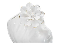 Jarrón de cerámica blanca con cara de mujer 10,5x10x24,7 cm Blanco Hot