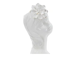 Jarrón de cerámica blanca con cara de mujer 10,5x10x24,7 cm Blanco Hot