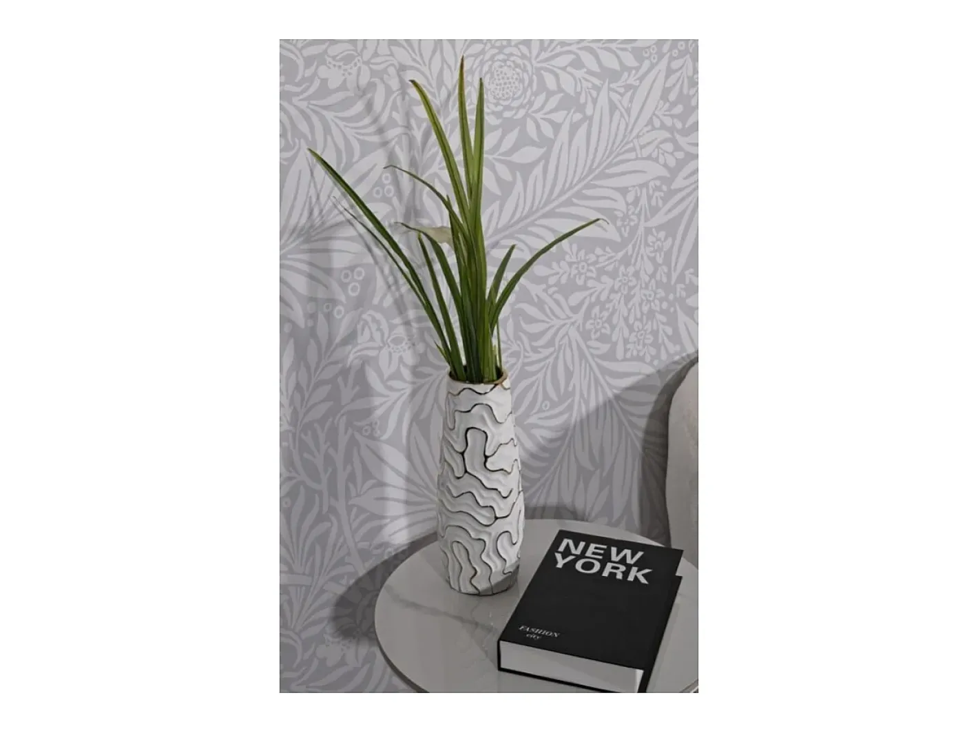 Jarrón-Jarrón de cerámica blanca 12x29,5 cm Blanco