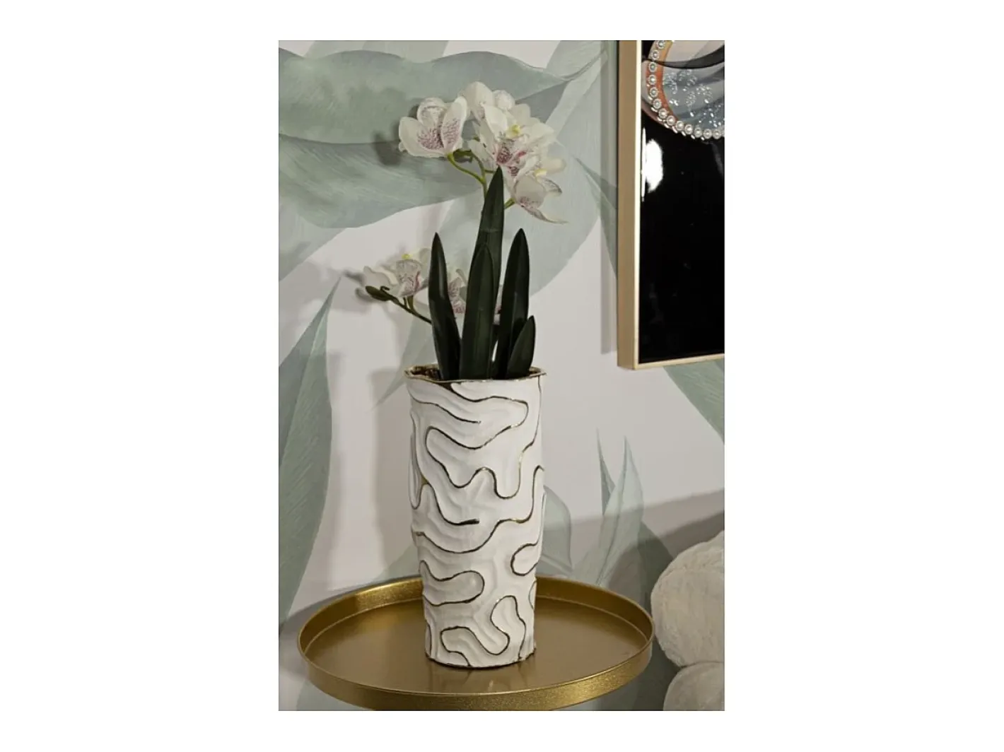 Jarrón de cerámica blanca 16x32,5 cm Blanco Discount