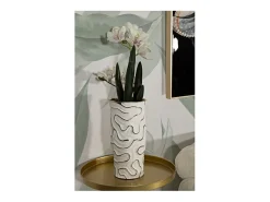 Jarrón de cerámica blanca 16x32,5 cm Blanco Discount