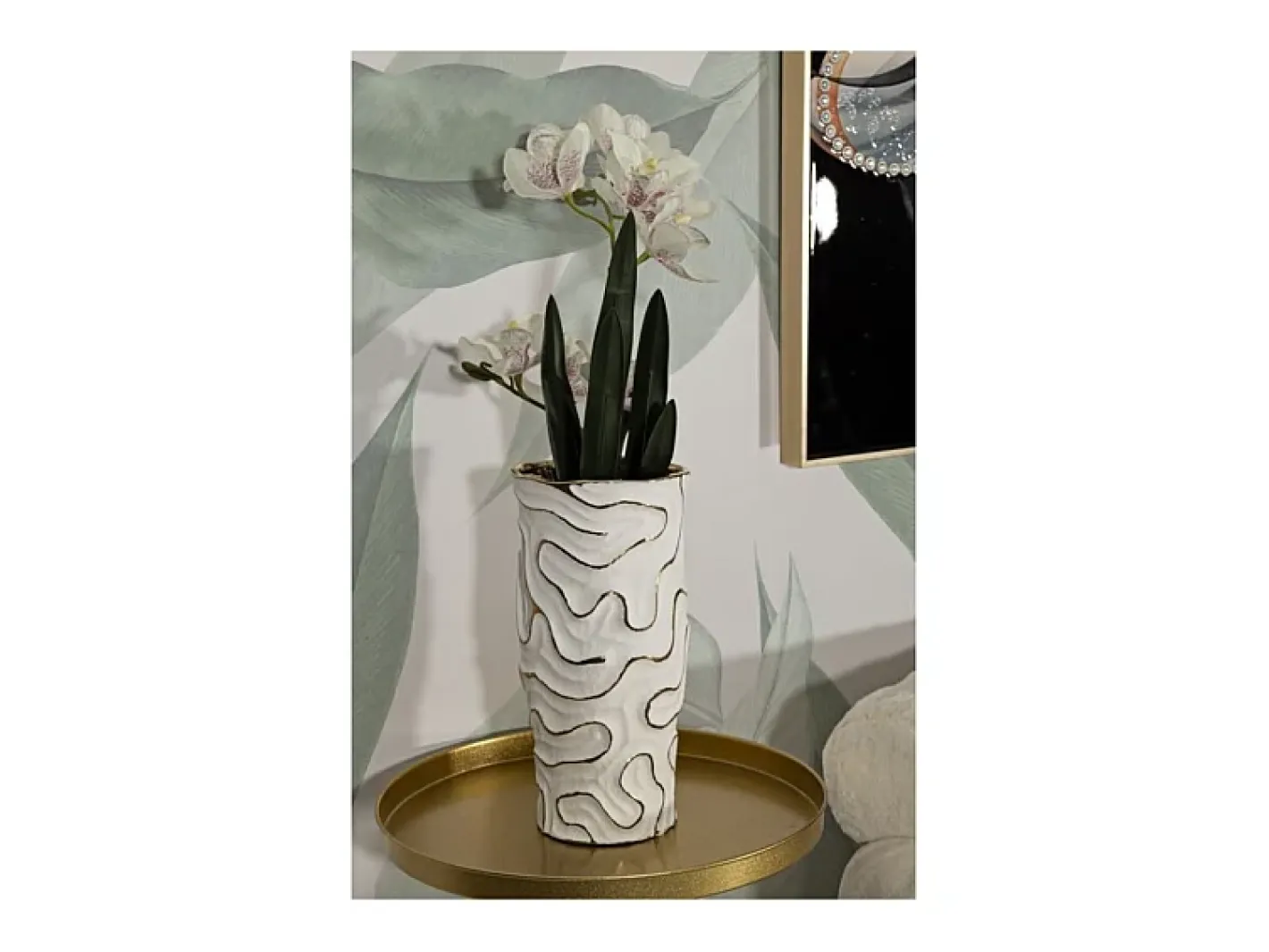 Jarrón de cerámica blanca 16x32,5 cm Blanco Discount