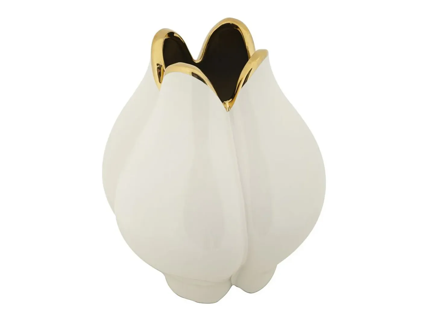 Jarrón-Jarrón de cerámica con borde dorado Bud Blanco