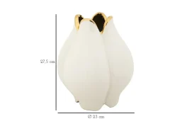 Jarrón-Jarrón de cerámica con borde dorado Bud Blanco