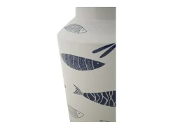 Jarrón de cerámica con forma de pez 14x34 cm Blanco Discount