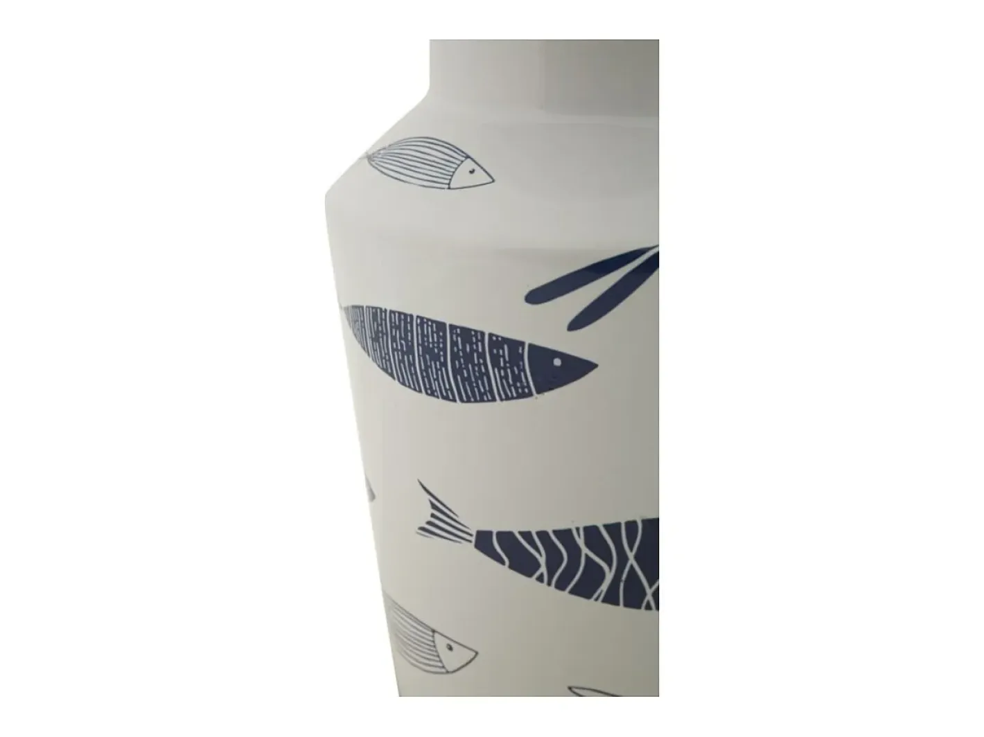 Jarrón de cerámica con forma de pez 14x34 cm Blanco Discount