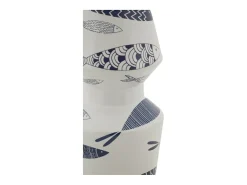 Jarrón de cerámica con forma de pez 14x34 cm Blanco Discount