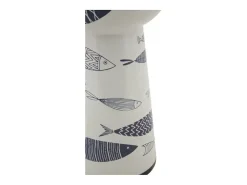 Jarrón de cerámica con forma de pez 14x38,5 cm Blanco Discount