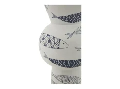 Jarrón de cerámica con forma de pez 14x38,5 cm Blanco Discount