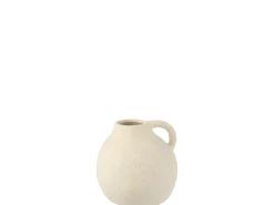 J-Line Jarrón de cerámica con asa de 15x15x15 cm Blanco Outlet