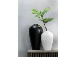 J-Line Jarrón de cerámica blanco de 22x22x35 cm Negro