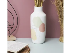 Discount The Home Deco Factory Jarrón de Cerámica Poesía Formal Asimétrico 29 cm , Decoración Elegante y Práctica Blanco