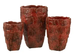 J-Line Jarrón-Jarrón de cerámica roja 25*25*36.5 cm Rojo