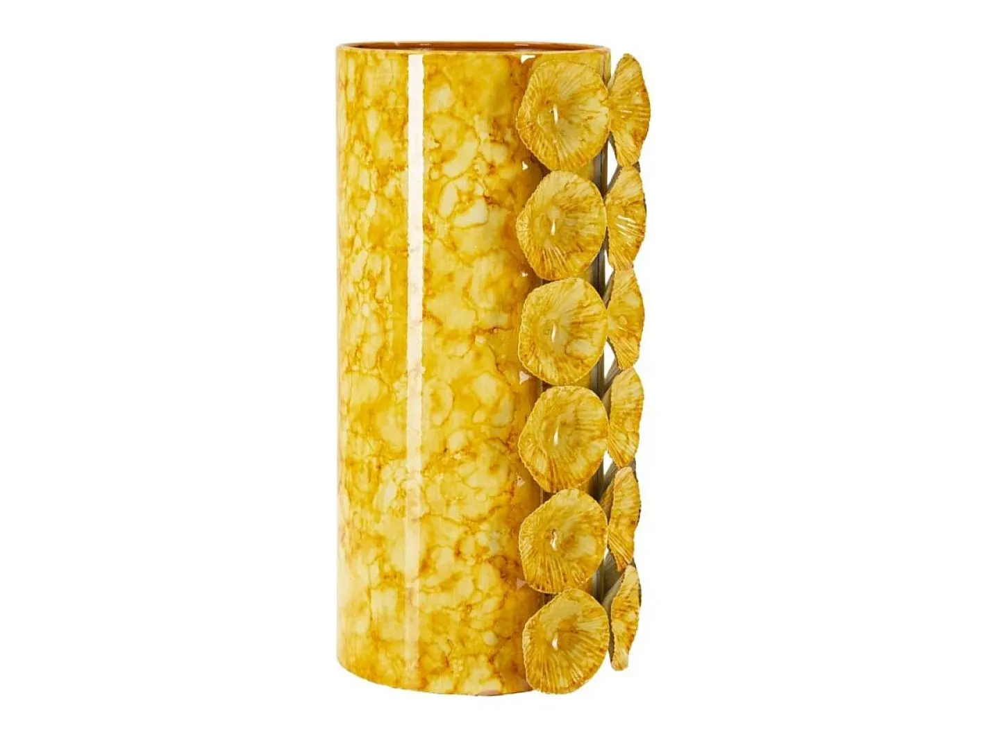 Jarrón-Jarrón de concha de metal 16x15x33 Amarillo