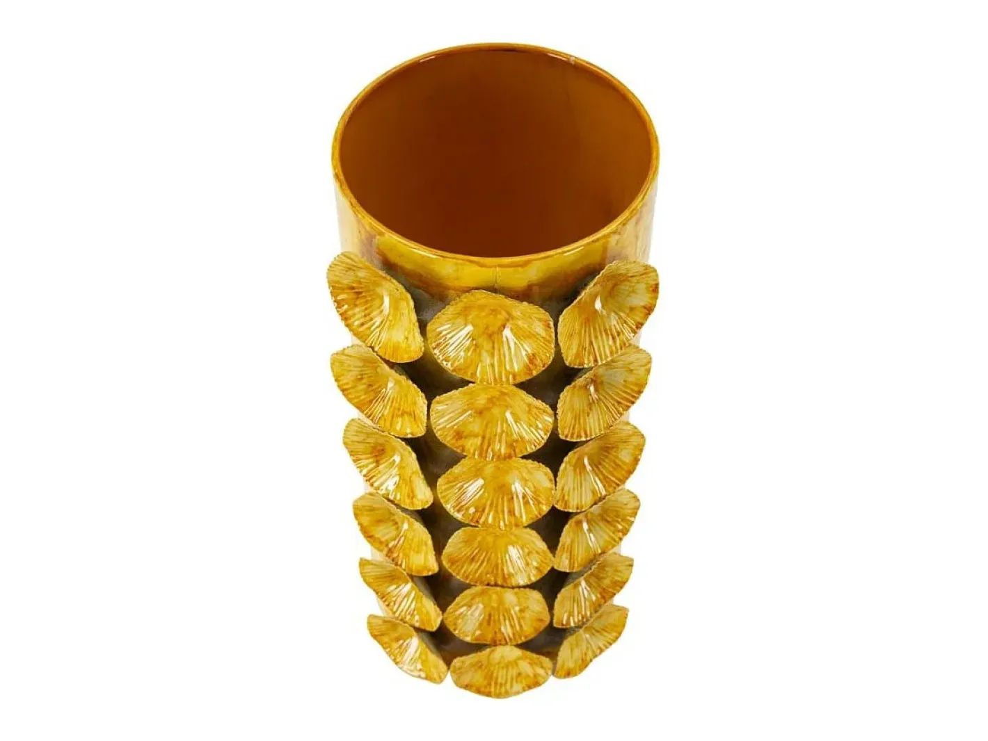 Jarrón-Jarrón de concha de metal 16x15x33 Amarillo