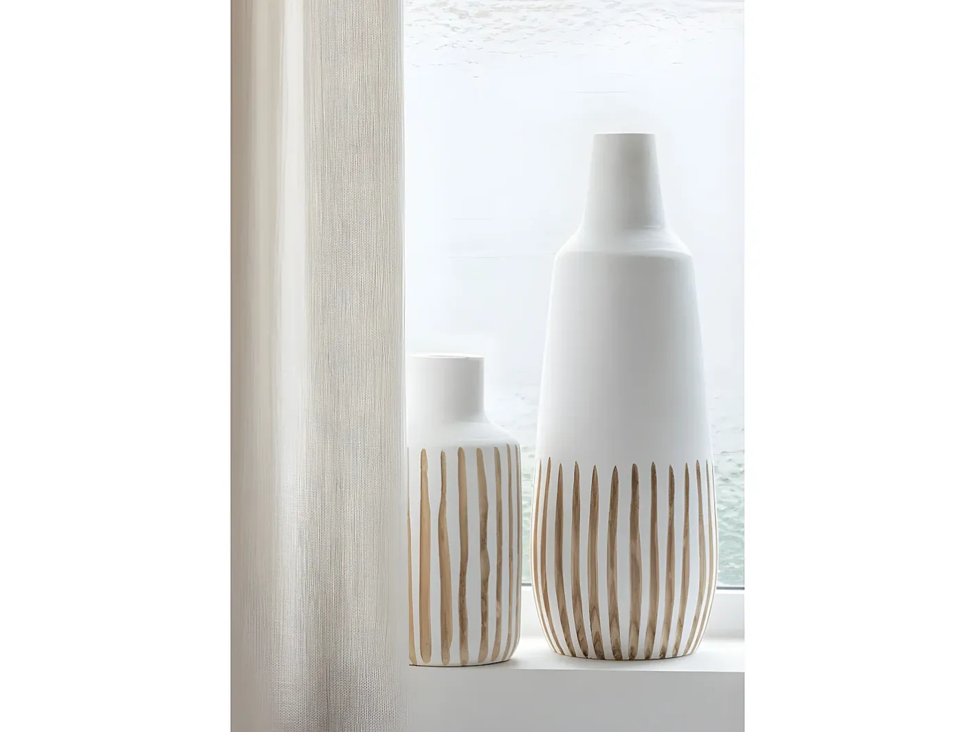 J-Line Jarrón de madera blanca de 18x18x45 cm Blanco Clearance