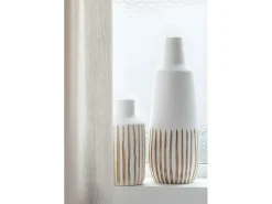 J-Line Jarrón de madera blanca de 18x18x45 cm Blanco Clearance