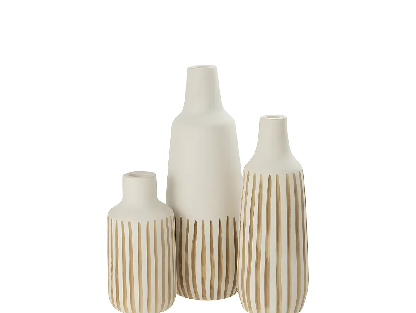 J-Line Jarrón de madera blanca de 18x18x45 cm Blanco Clearance