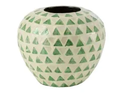 J-Line Jarrón-Jarrón de madera en forma de bola de 26x26x22 cm Verde