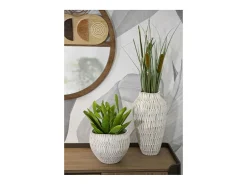Jarrón de resina 22x44 cm Blanco Clearance