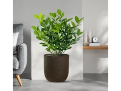 New Jarrón de resina de interior y exterior para plantas cilíndricas de diseño d.35x34h Raffaello Marrón Marru00f3n chocolate