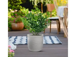 Jarrón de resina de interior y exterior para plantas cilíndricas de diseño d.35x34h Raffaello Beige Best