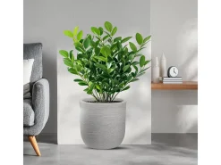 Jarrón de resina de interior y exterior para plantas cilíndricas de diseño d.35x34h Raffaello Beige Best