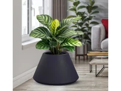 Jarrón-Jarrón de resina para plantas de interior y exterior diseño redondo cónico d.60x35h Stromboli Antracita Gris