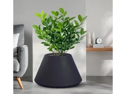 Jarrón-Jarrón de resina para plantas de interior y exterior diseño redondo cónico d.60x35h Stromboli Antracita Gris