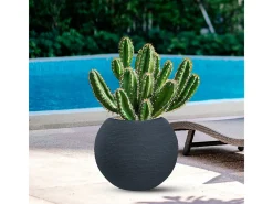 Jarrón de resina para plantas de interior y exterior, diseño esfera redonda d.40x33h Botticelli Gris