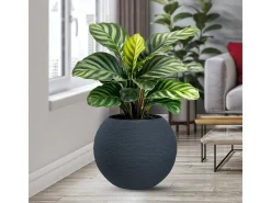 Jarrón de resina para plantas de interior y exterior, diseño esfera redonda d.40x33h Botticelli Gris