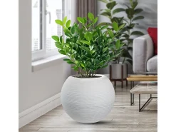 Jarrón de resina para plantas de interior y exterior, diseño esfera redonda d.40x33h Botticelli Blanco New