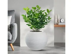 Jarrón de resina para plantas de interior y exterior, diseño esfera redonda d.40x33h Botticelli Blanco New
