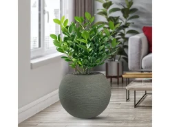 Outlet Jarrón de resina para plantas de interior y exterior, diseño esfera redonda d.40x33h Botticelli Verde